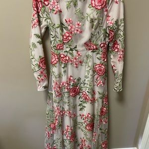 ASOS Embroidered Floral Red Petite Long Sleeve Maxi Dress